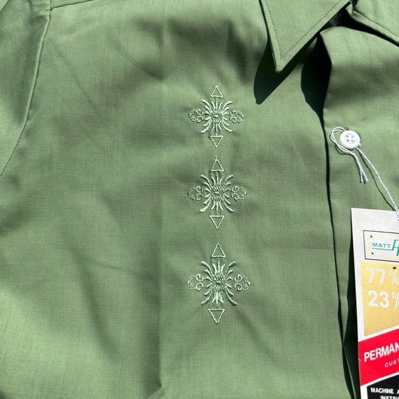 Vintage 1960s 70s Matt Andrews Mens Permanent Press Shirt Button Up embroidered - Picture 6 of 8